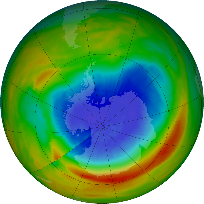 Antarctic ozone map for 08 October 1983